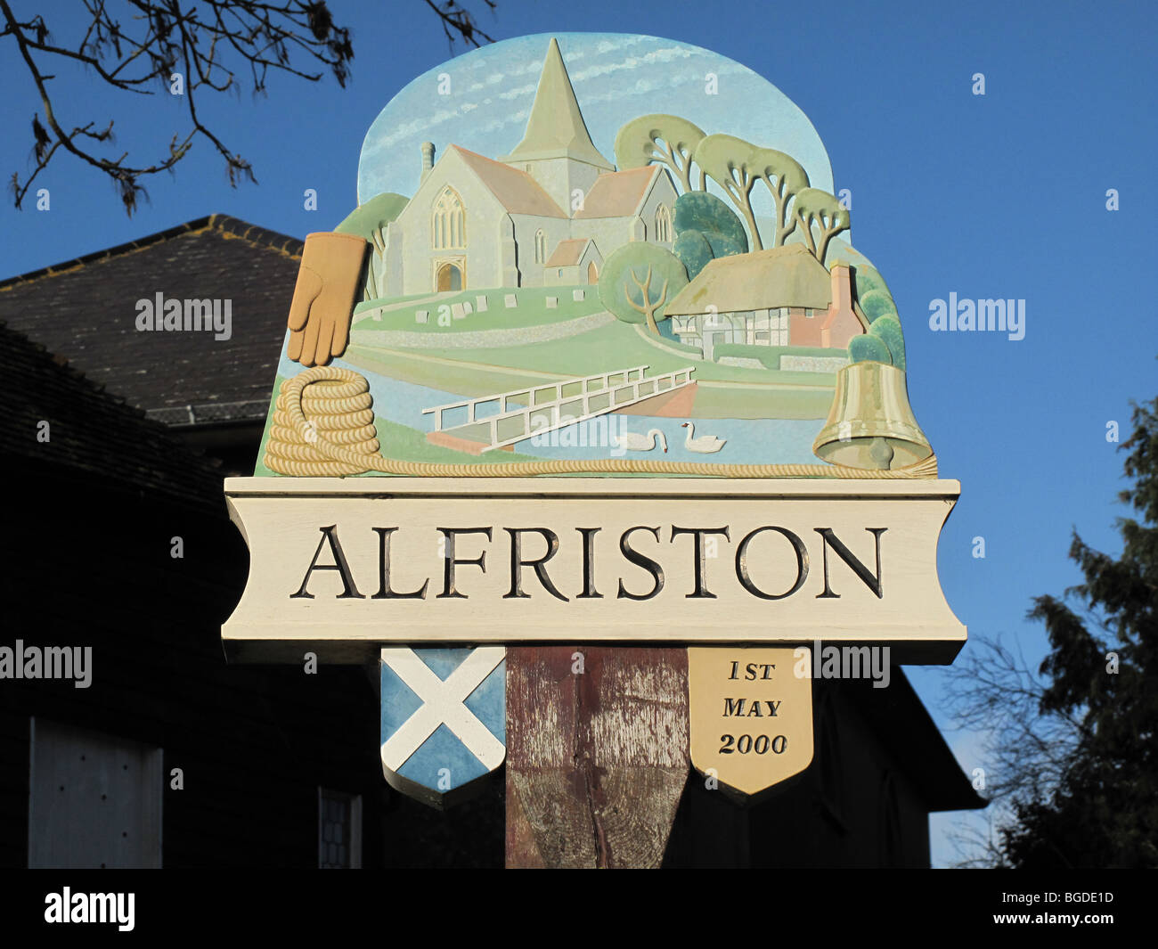 Alfriston Village Sign Stock Photo