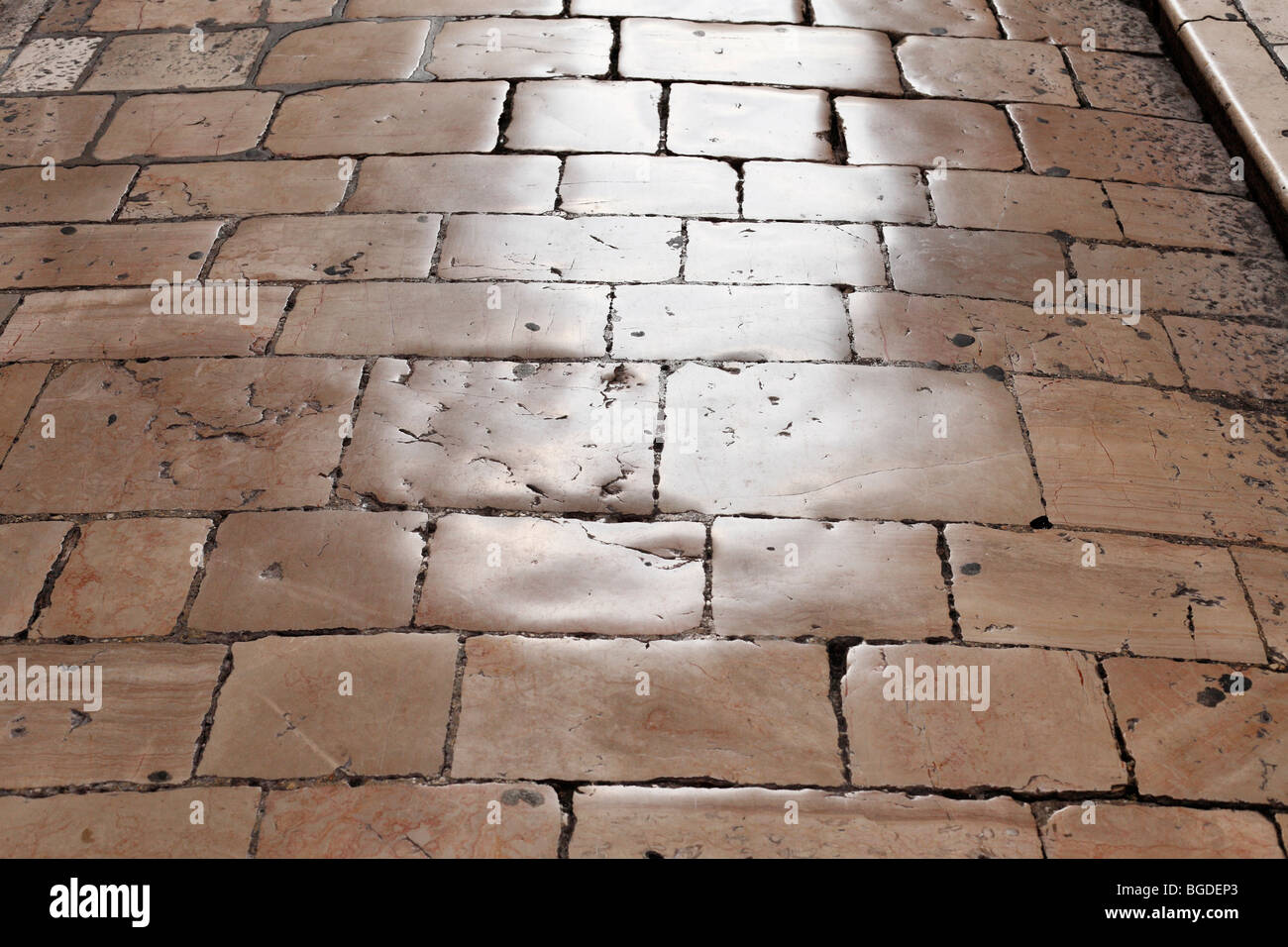 Old stone pavement in the old town of Zadar, Dalmatia, Croatia, Europe Stock Photo