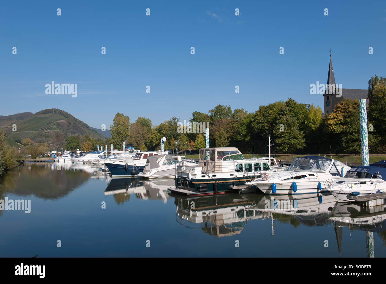 Marina of the wine town Neumagen-Dhron, Rhineland-Palatinate, Germany, Europe Stock Photo