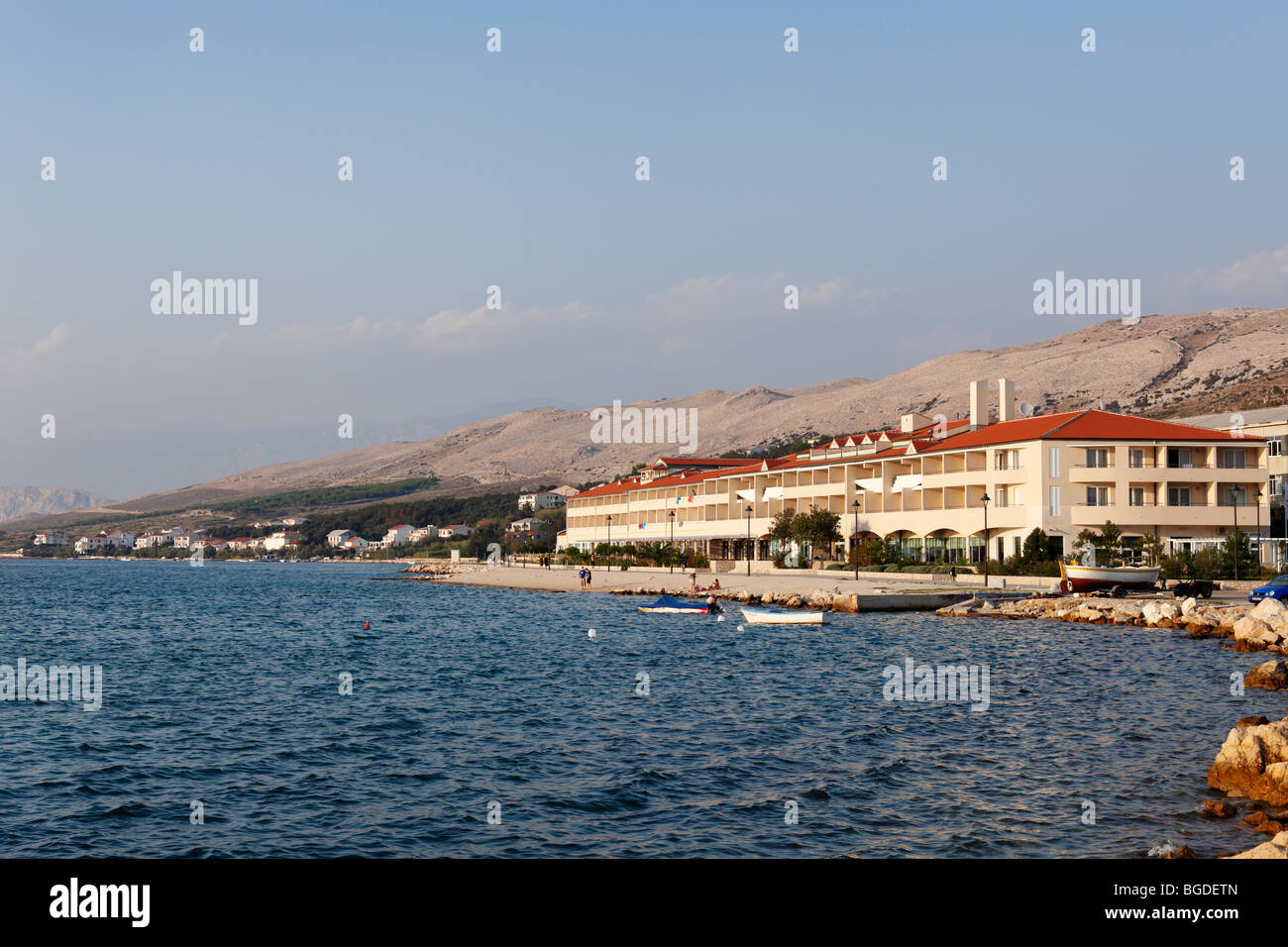 Hotel Pagus in Pag, Pag island, Dalmatia, Adriatic Sea, Croatia, Europe Stock Photo