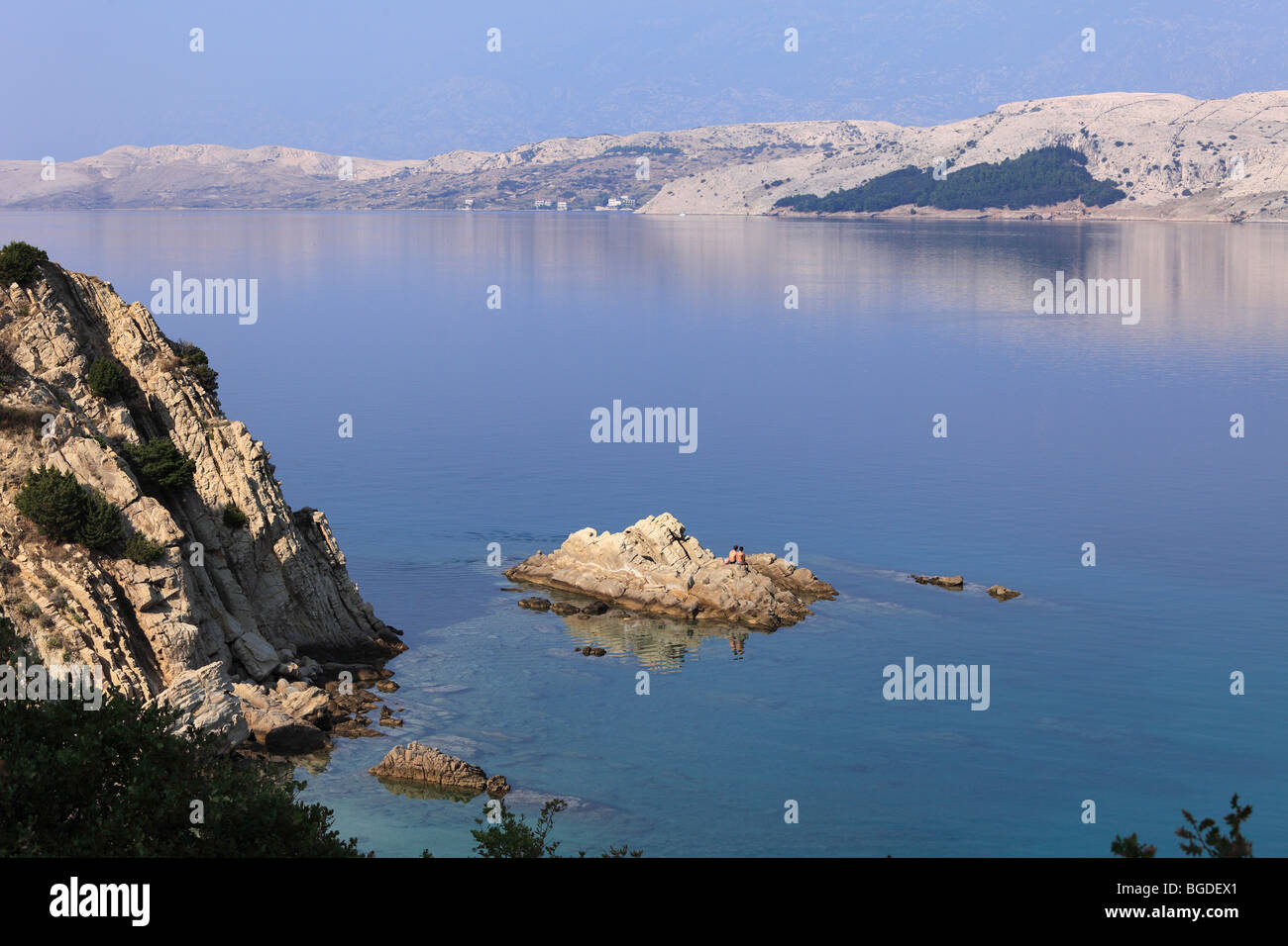 Pag Bay at Bosana, Pag island, Dalmatia, Adriatic Sea, Croatia, Europe Stock Photo