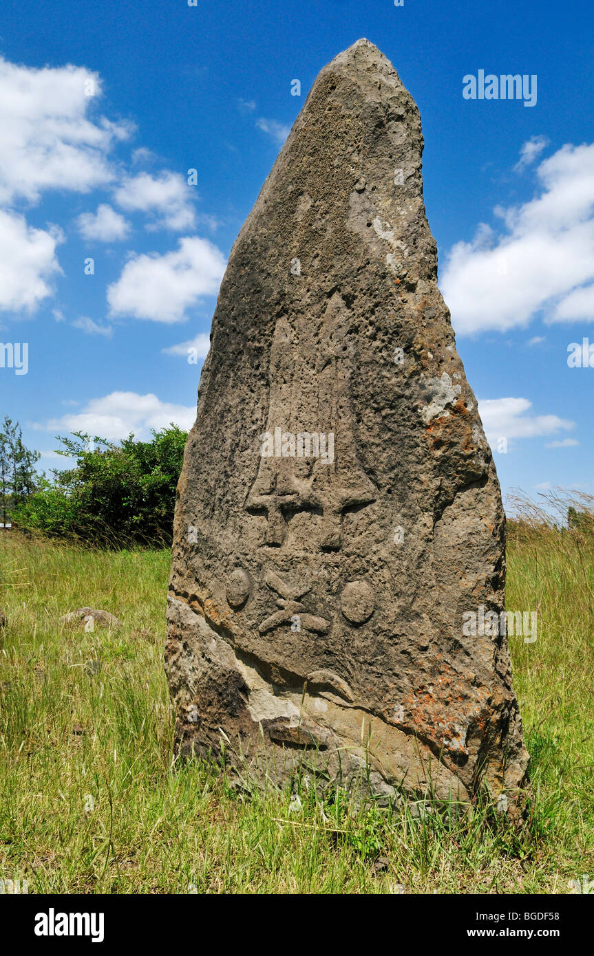 Ancient stone stele, Tiya, UNESCO World Heritage Site, Oromia, Ethiopia, Africa Stock Photo