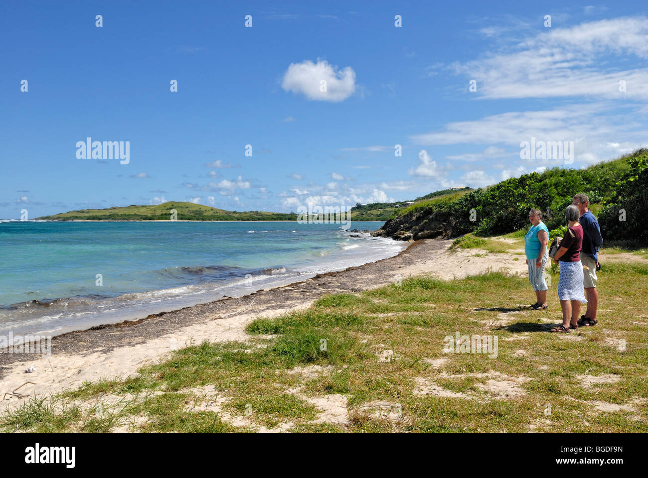 Tourists at the Salt River Bay, landing bay of Christopher Columbus, St. Croix island, U.S. Virgin Islands, United States Stock Photo
