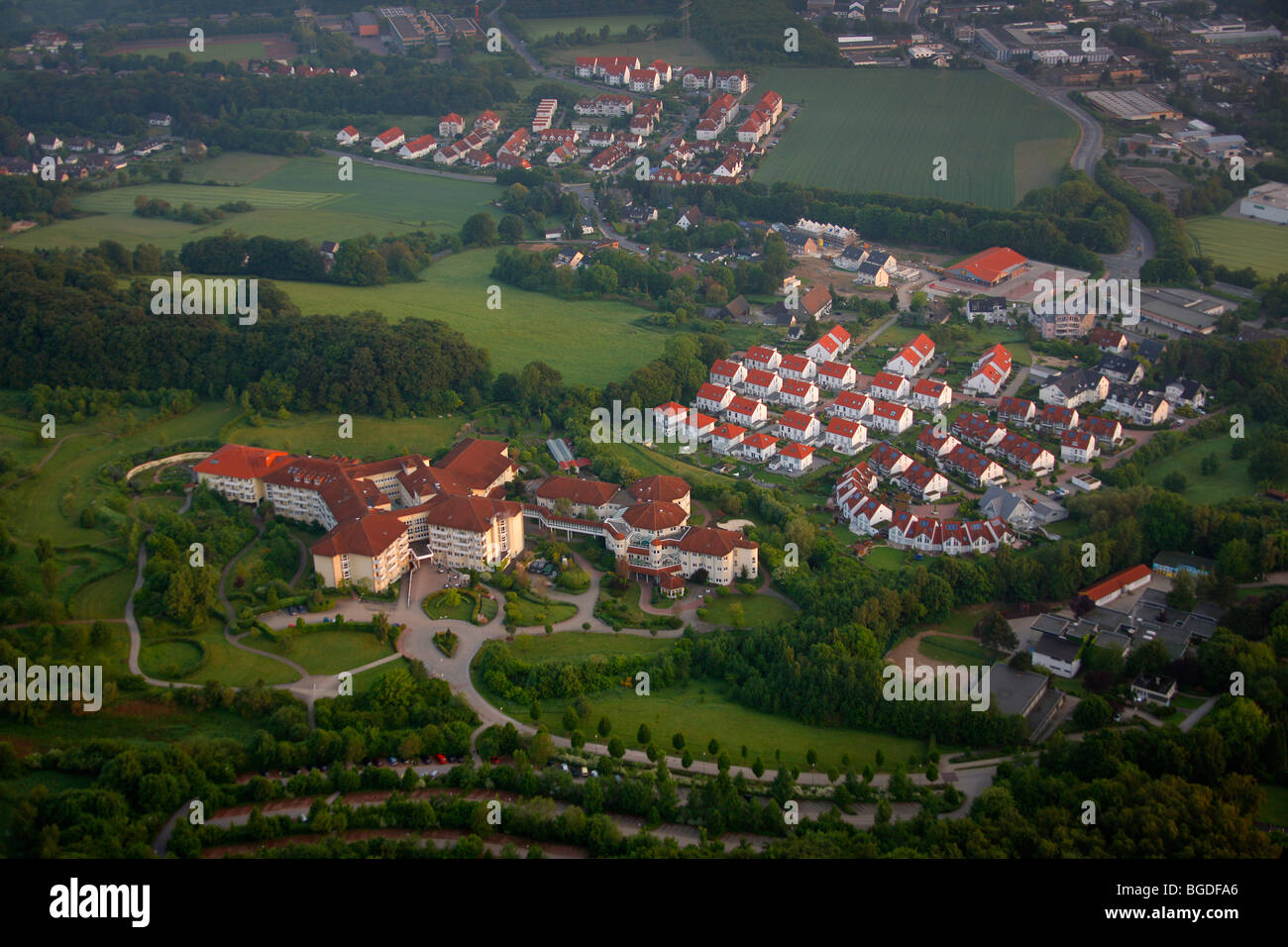 Aerial photo, Rehaklinik Hattingen rehabilitation center, Oberholthausen, Witten, Ruhrgebiet area, North Rhine-Westphalia, Germ Stock Photo