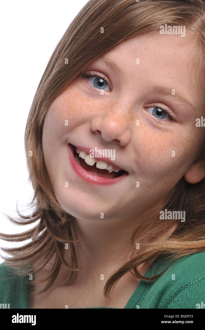Little girl's portrait isolated on a white background Stock Photo - Alamy