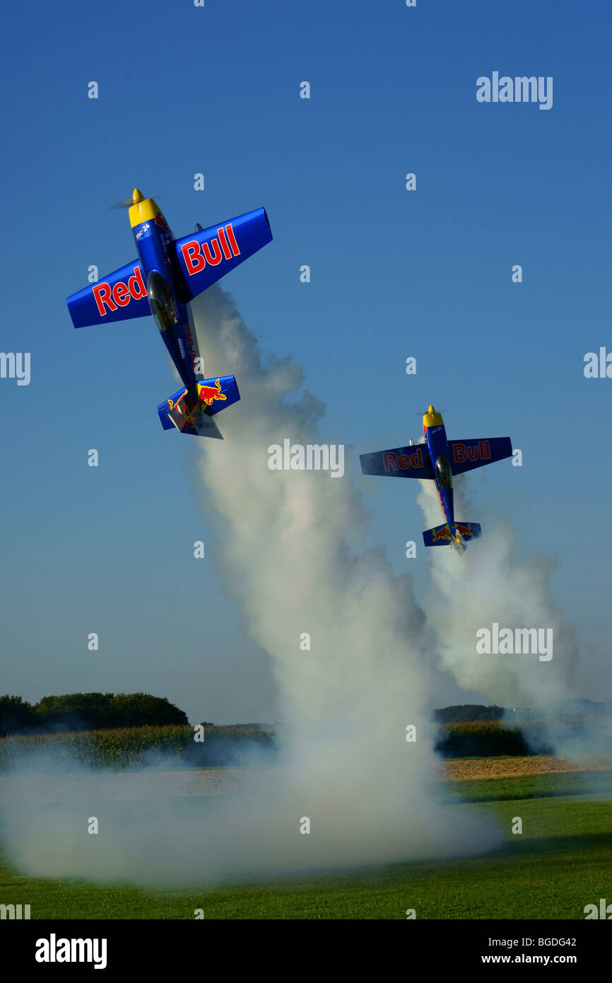 Aerobatics with model airplanes Stock Photo