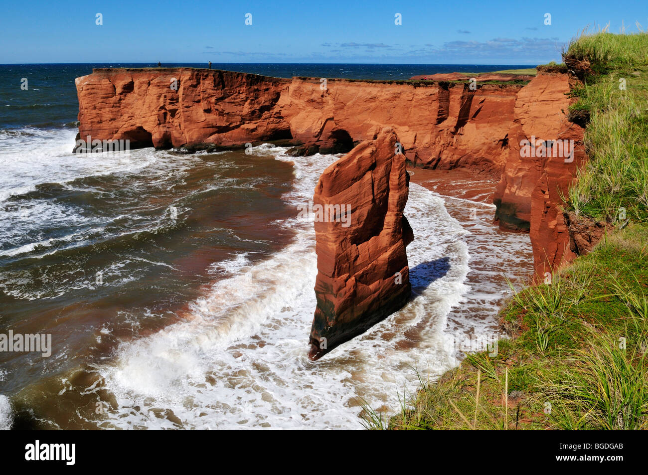 Red cliffs at La Belle Anse, Ile du Cap aux Meules, Iles de la