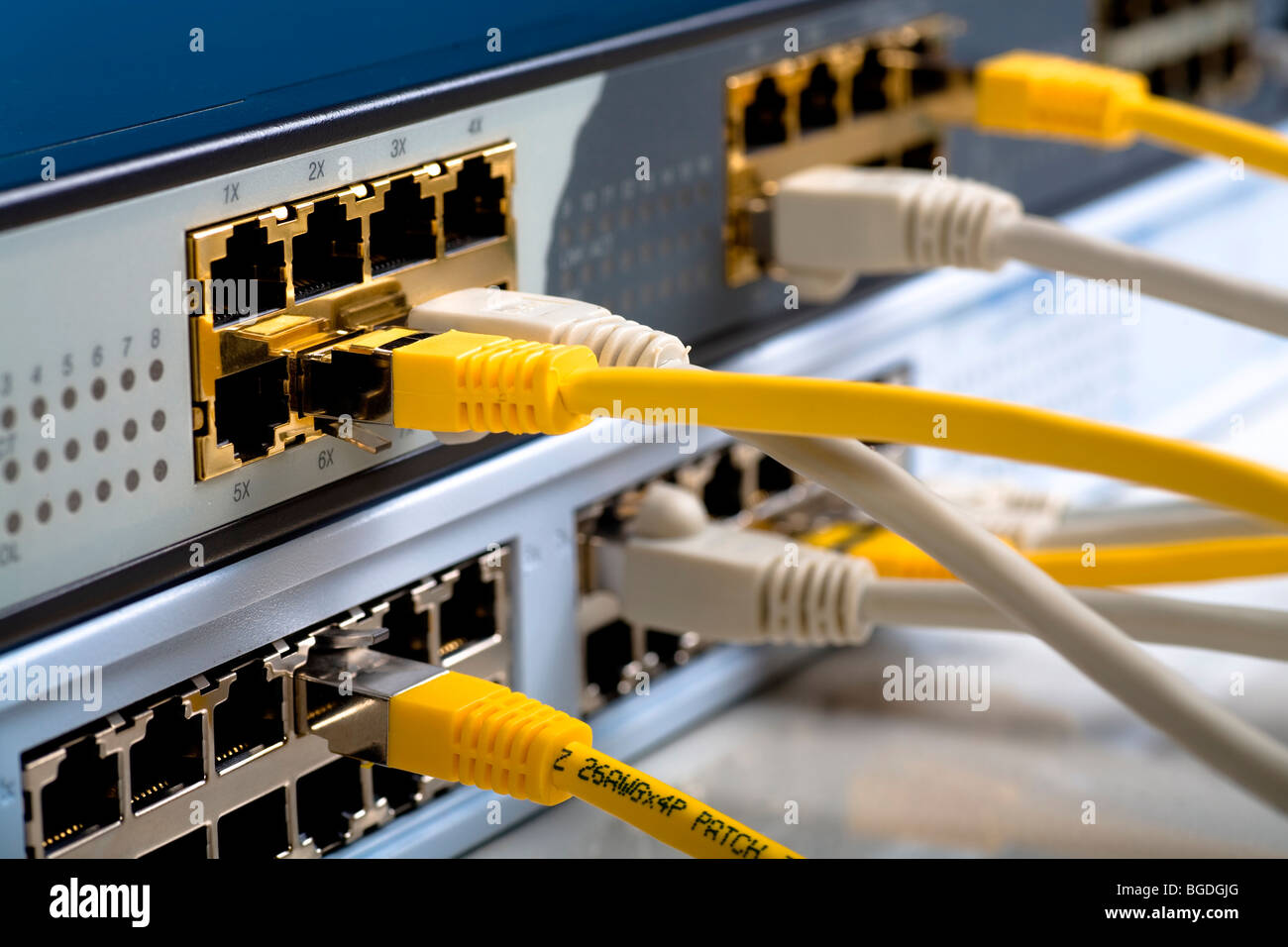Network switches and patch cables in a server room Stock Photo Alamy