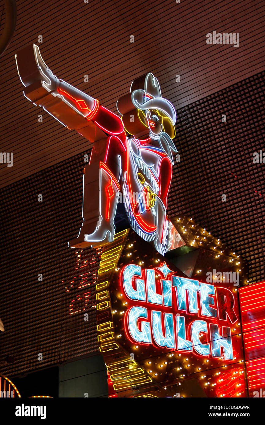 Glitter Gulch in Fremont Street in old Las Vegas, Nevada, USA Stock Photo