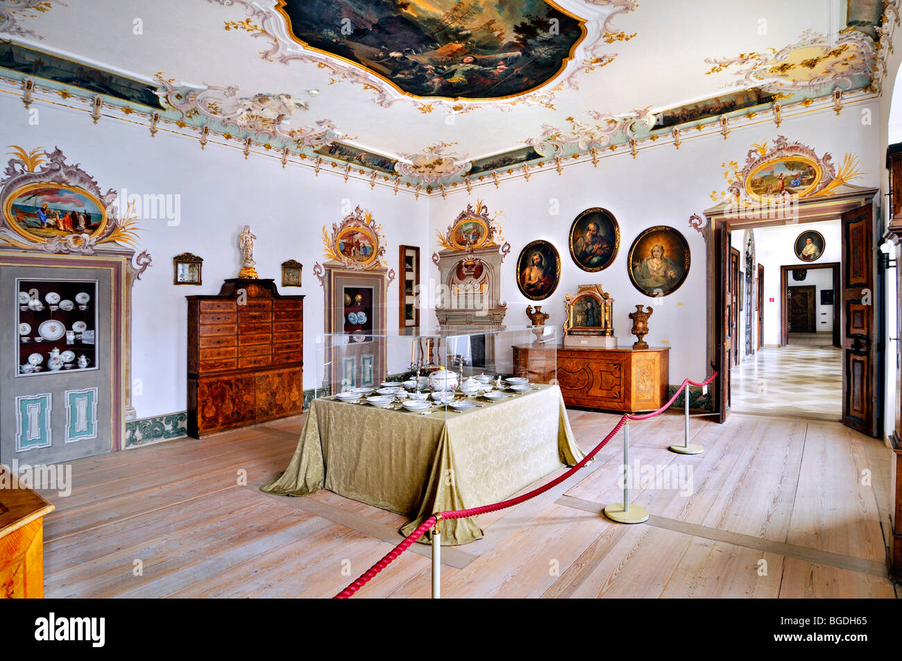 Room in the Benedictine Abbey in Ottobeuren, Bavaria, Germany, Europe Stock Photo