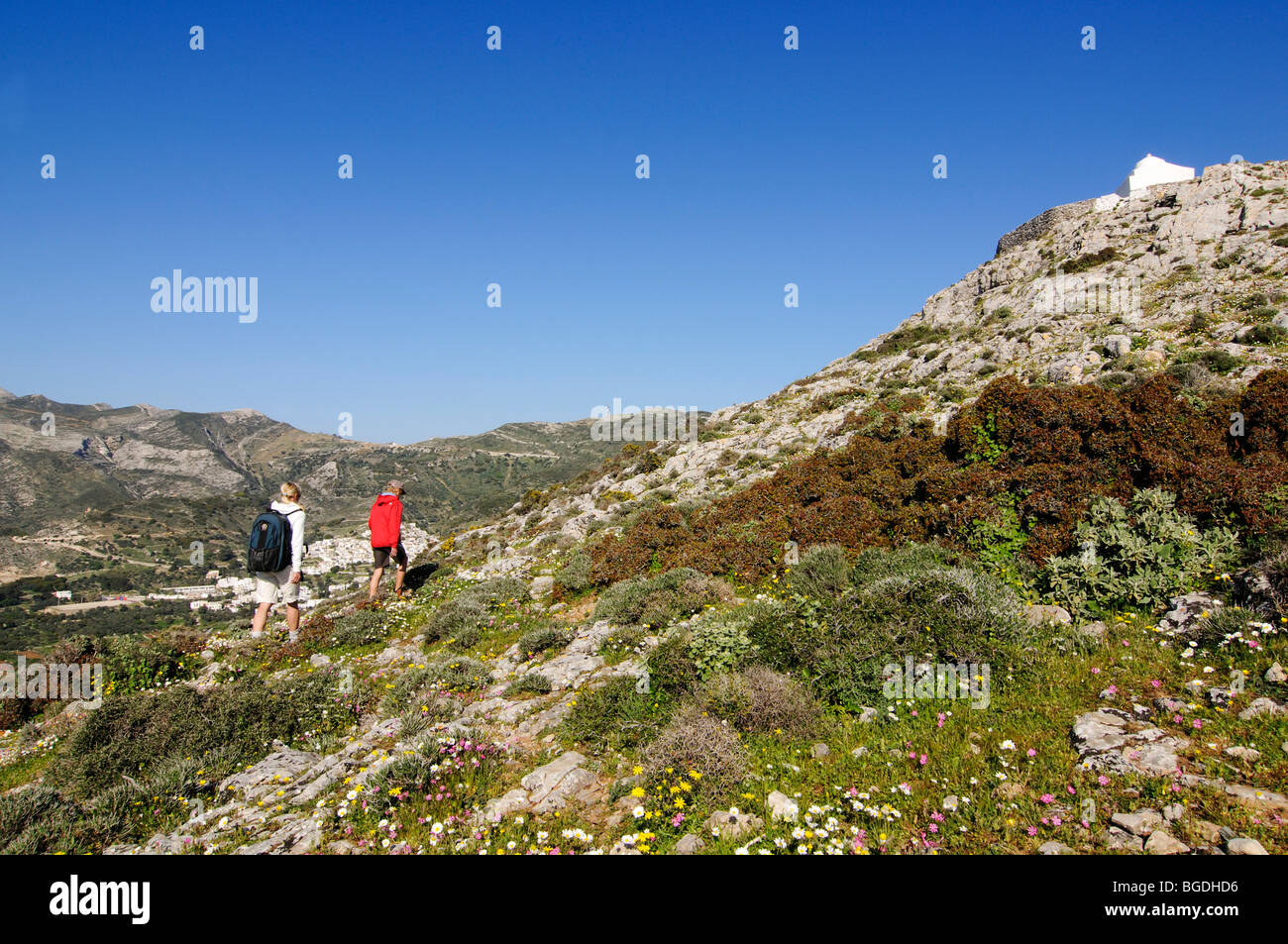Hikers, hiking tour near Filoti, Aghios Ioannis, Naxos, Cyclades, Greece,  Europe Stock Photo - Alamy