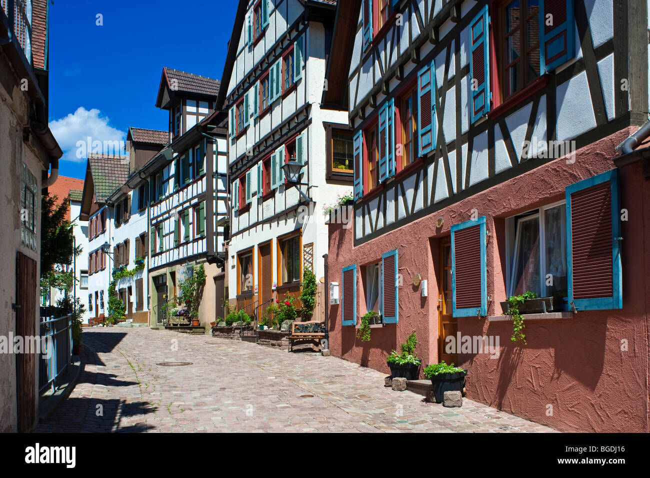 Half timber in the Spitalstrasse street, Schiltach, Black Forest, Baden-Wuerttemberg, Germany, Europe Stock Photo