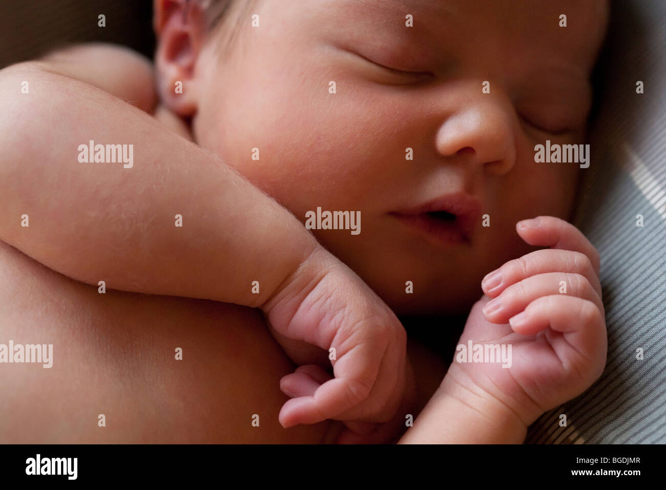 Baby sleeping close-up Stock Photo