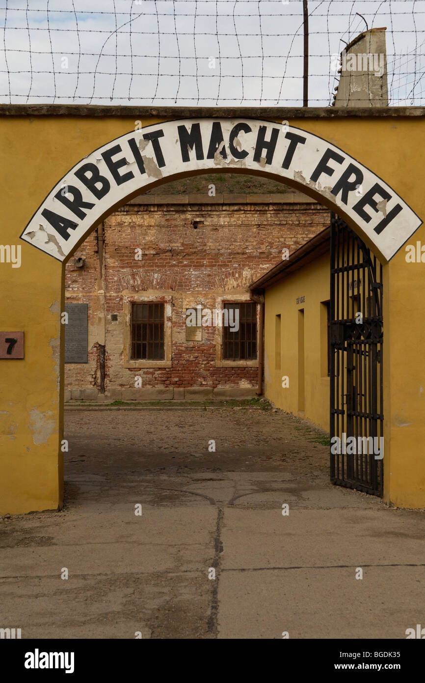 entrance to terezin prison camp Stock Photo