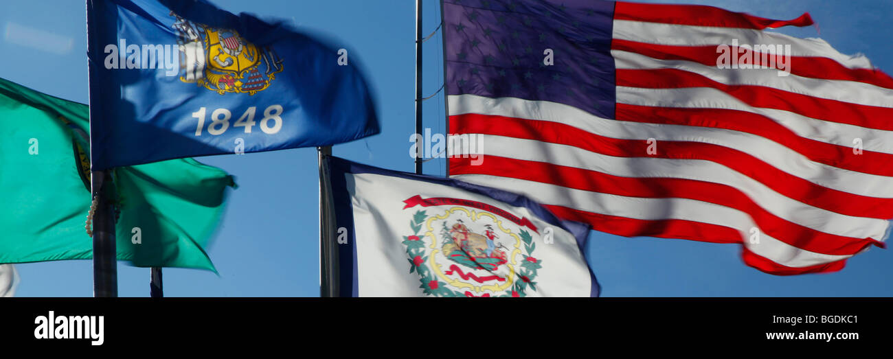 Flag display in Brooklyn, Iowa Stock Photo Alamy
