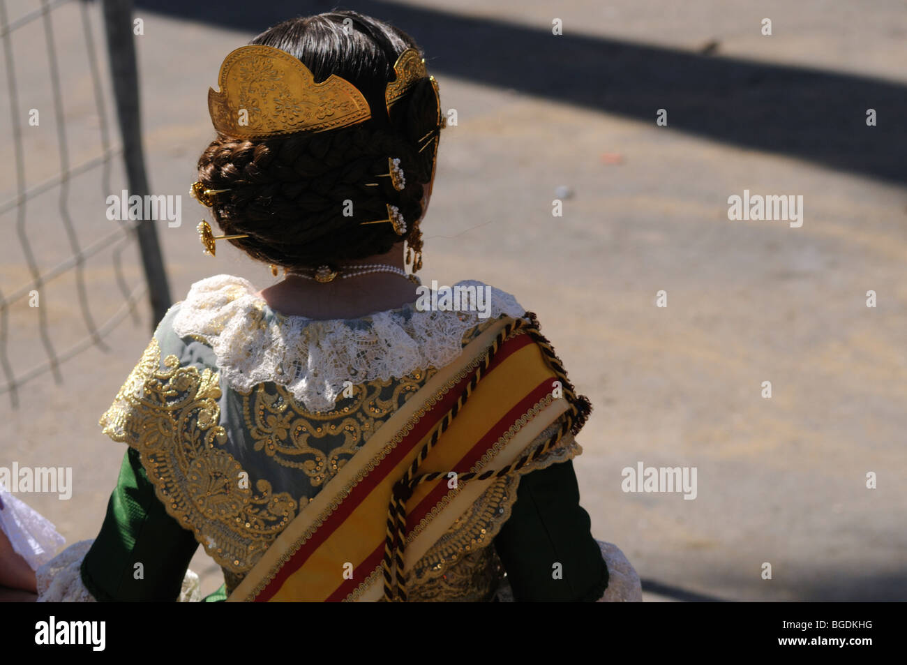 Detail of traditional Fallera Costume. "Les Falles" (in Valencian) aka