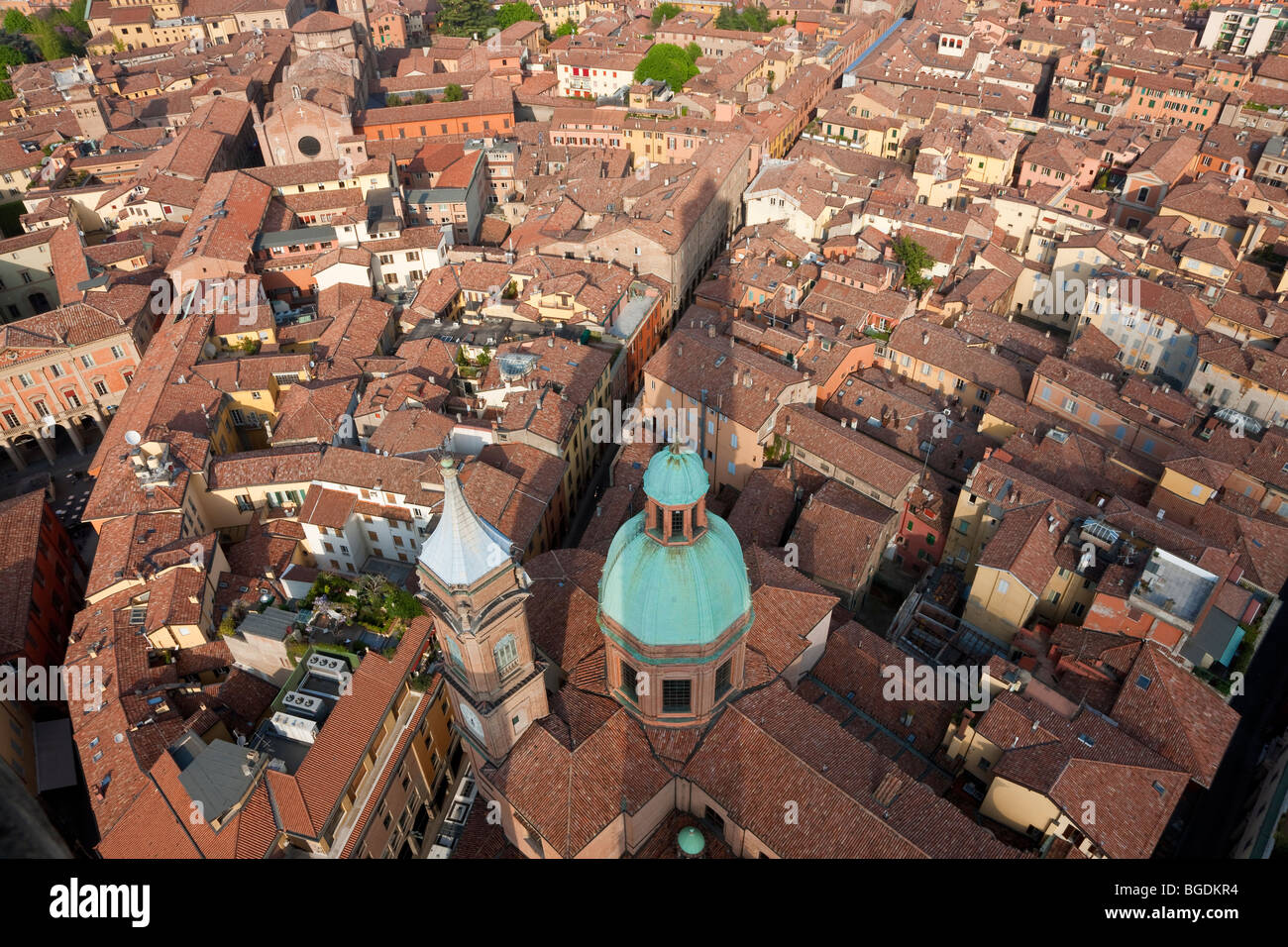 View of rooftops and San Bartolomeo church, Bologna, Emilia Romagna, Italy Stock Photo