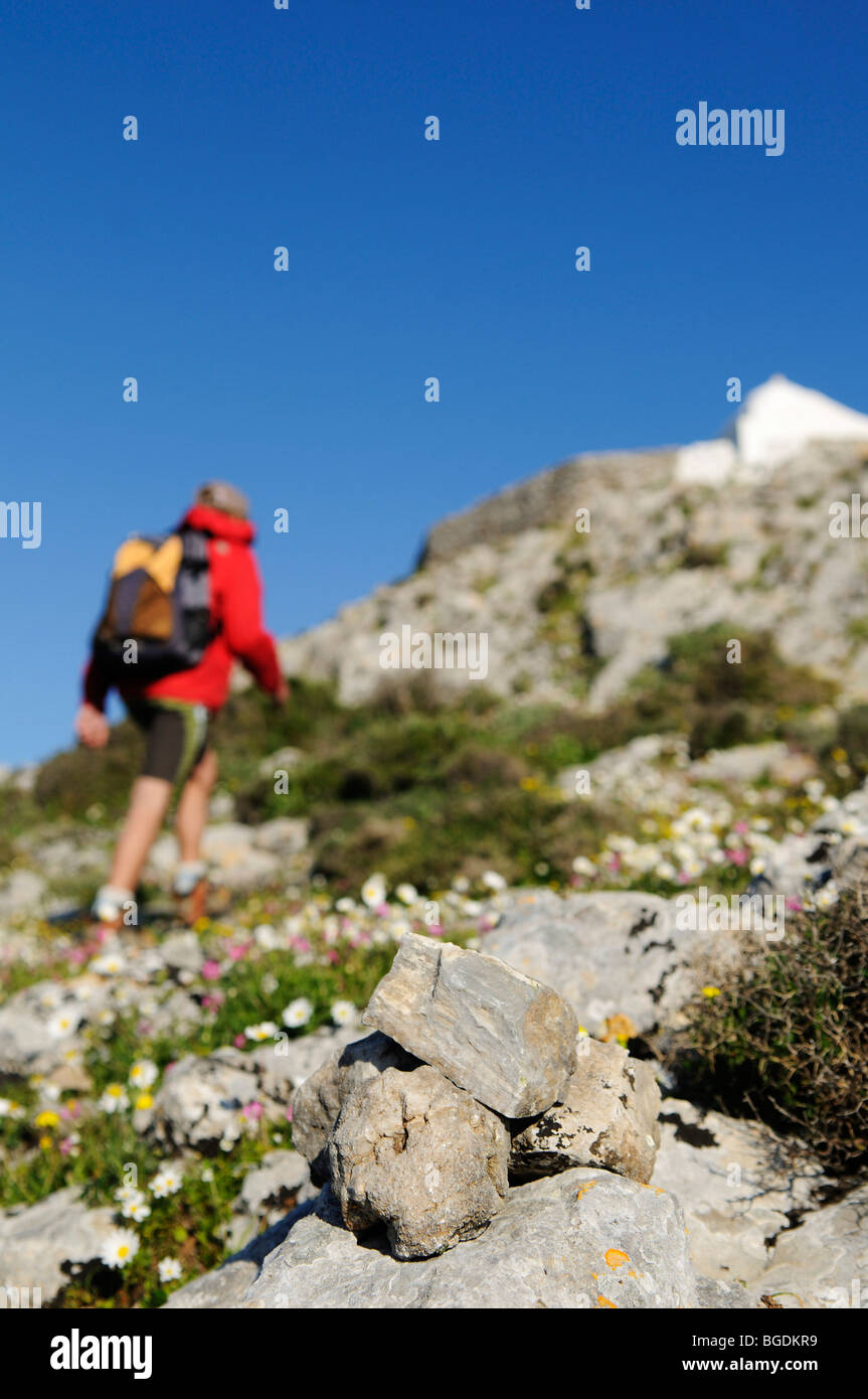 Hiker, hiking tour near Filoti, Aghios Ioannis, Naxos, Cyclades, Greece,  Europe Stock Photo - Alamy