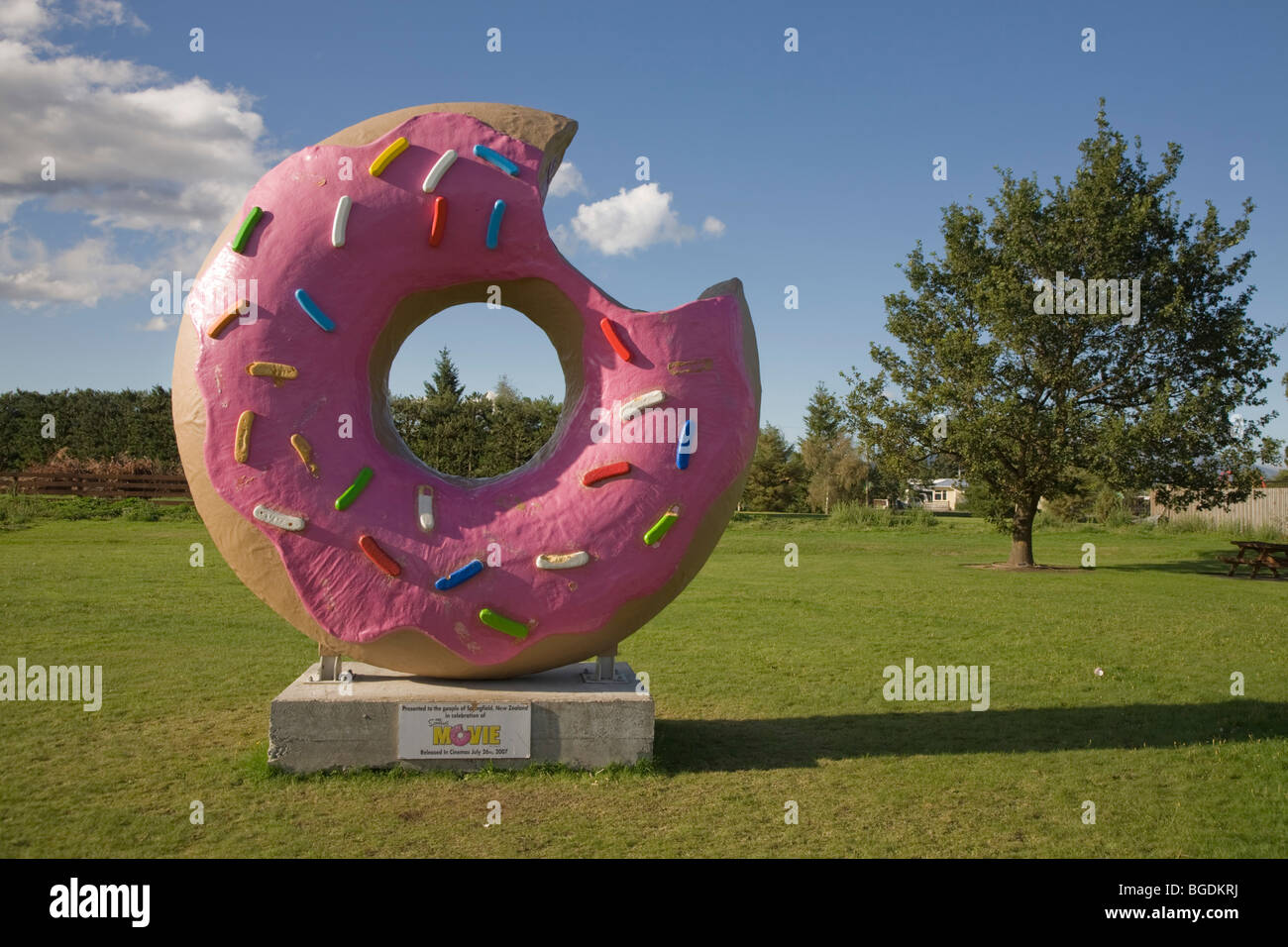 Giant donut in Springfield, New Zealand, South Island Stock Photo