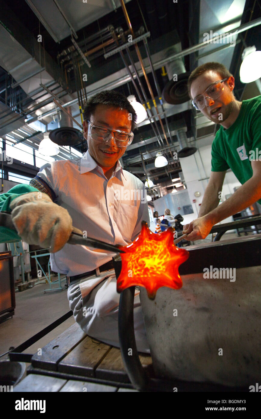 Glass making activity at the Corning Museum of Glass in Corning, New