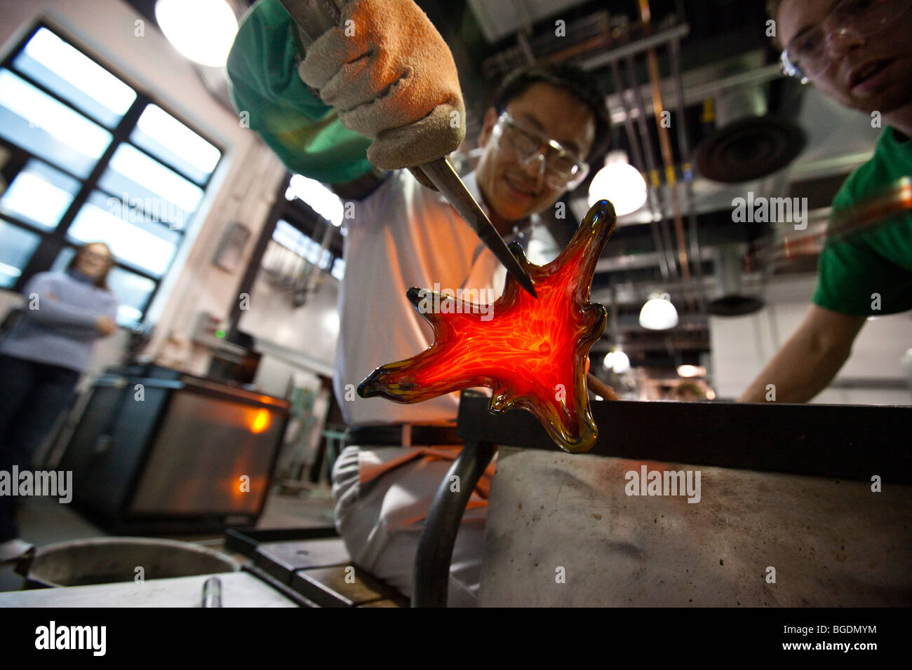 Glass making activity at the Corning Museum of Glass in Corning, New York Stock Photo