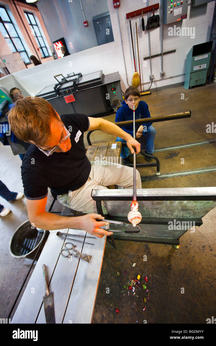 Glass making activity at the Corning Museum of Glass in Corning, New