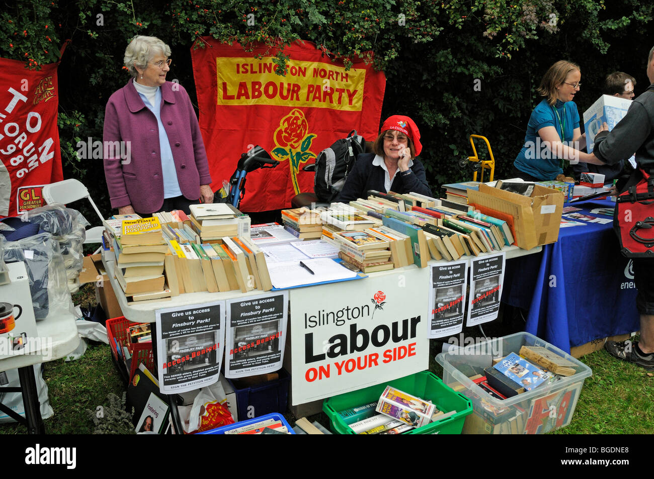 Islington North Labour Party Book Stall at the Gillespie Park Festival Highbury London England UK Stock Photo