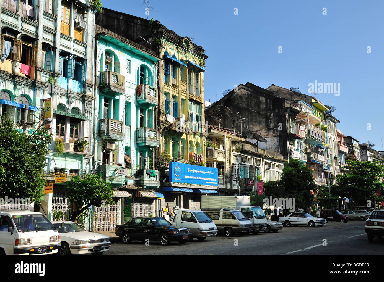 Old Houses, Yangon, Burma, Myanmar Stock Photo 27347567 Alamy