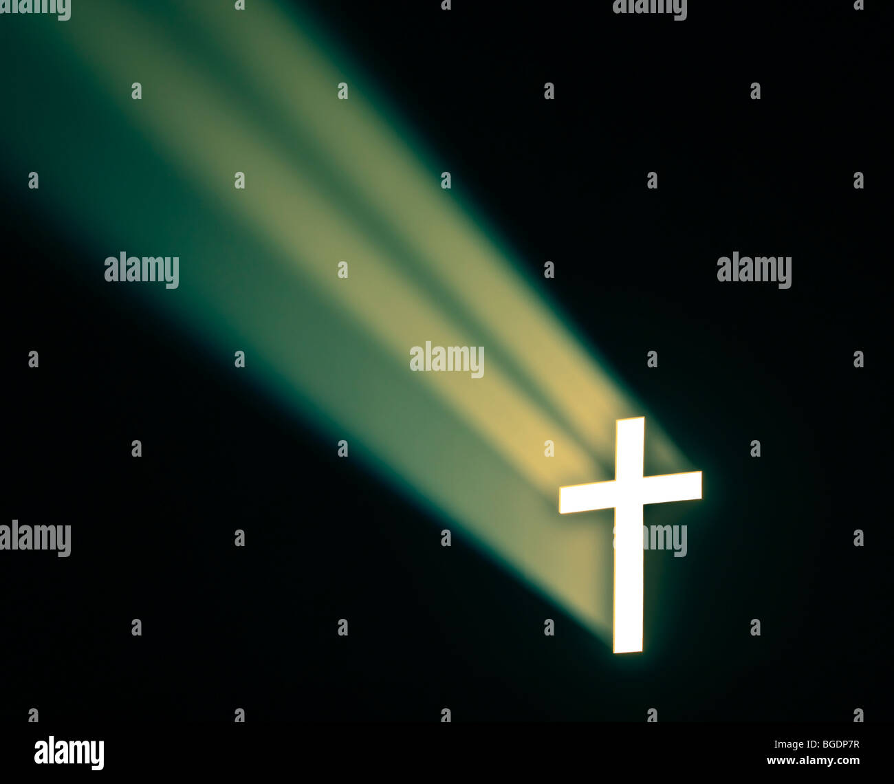 Christian cross glowing Stock Photo