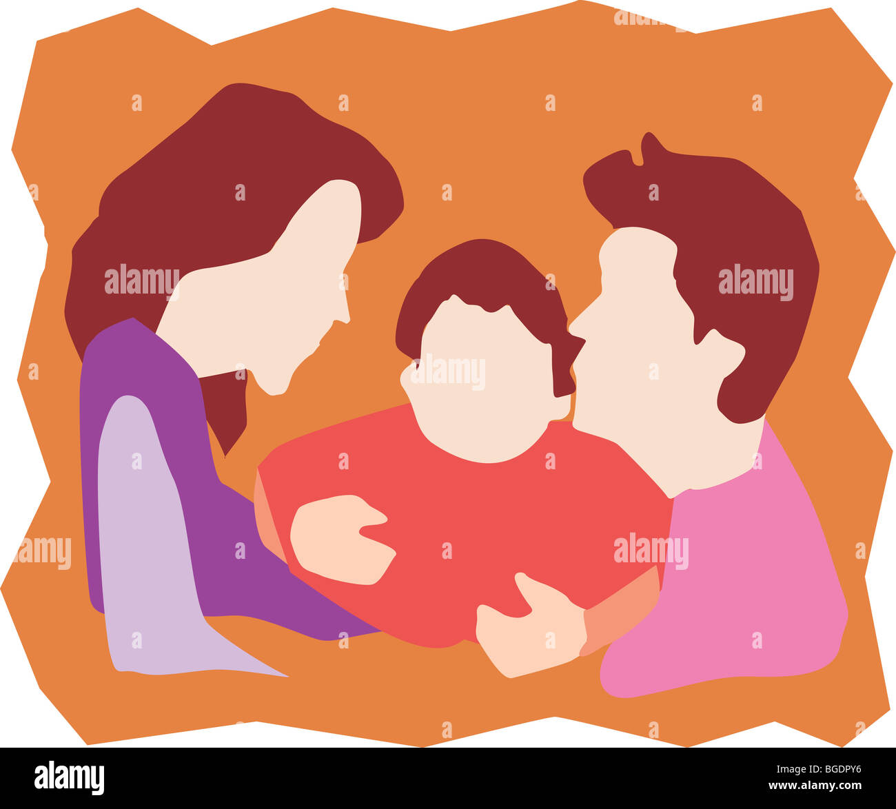 family love of mother, father, baby together Stock Photo