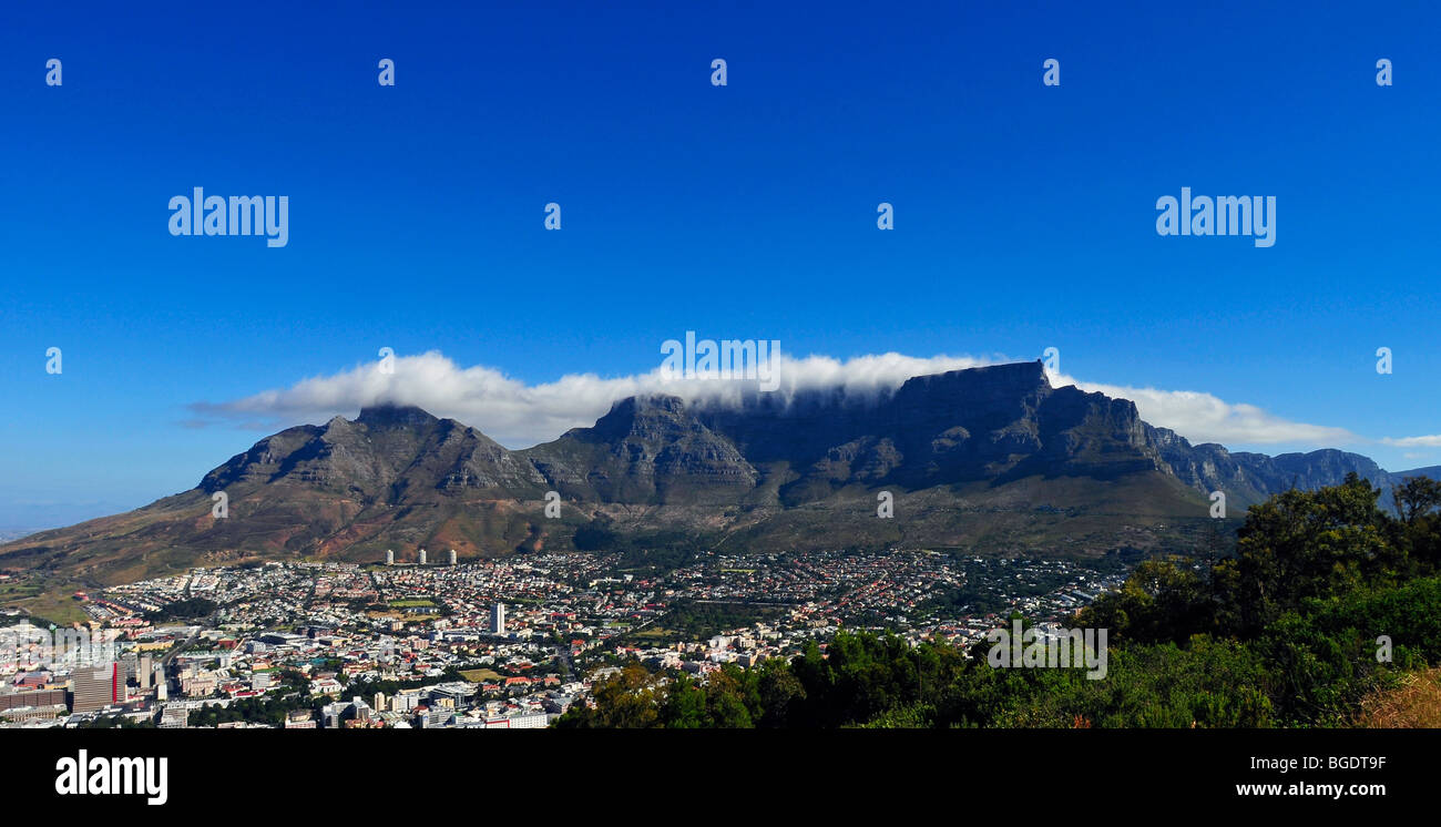 A landscape photograph of Table Mountain in Cape Town, South Africa Stock Photo