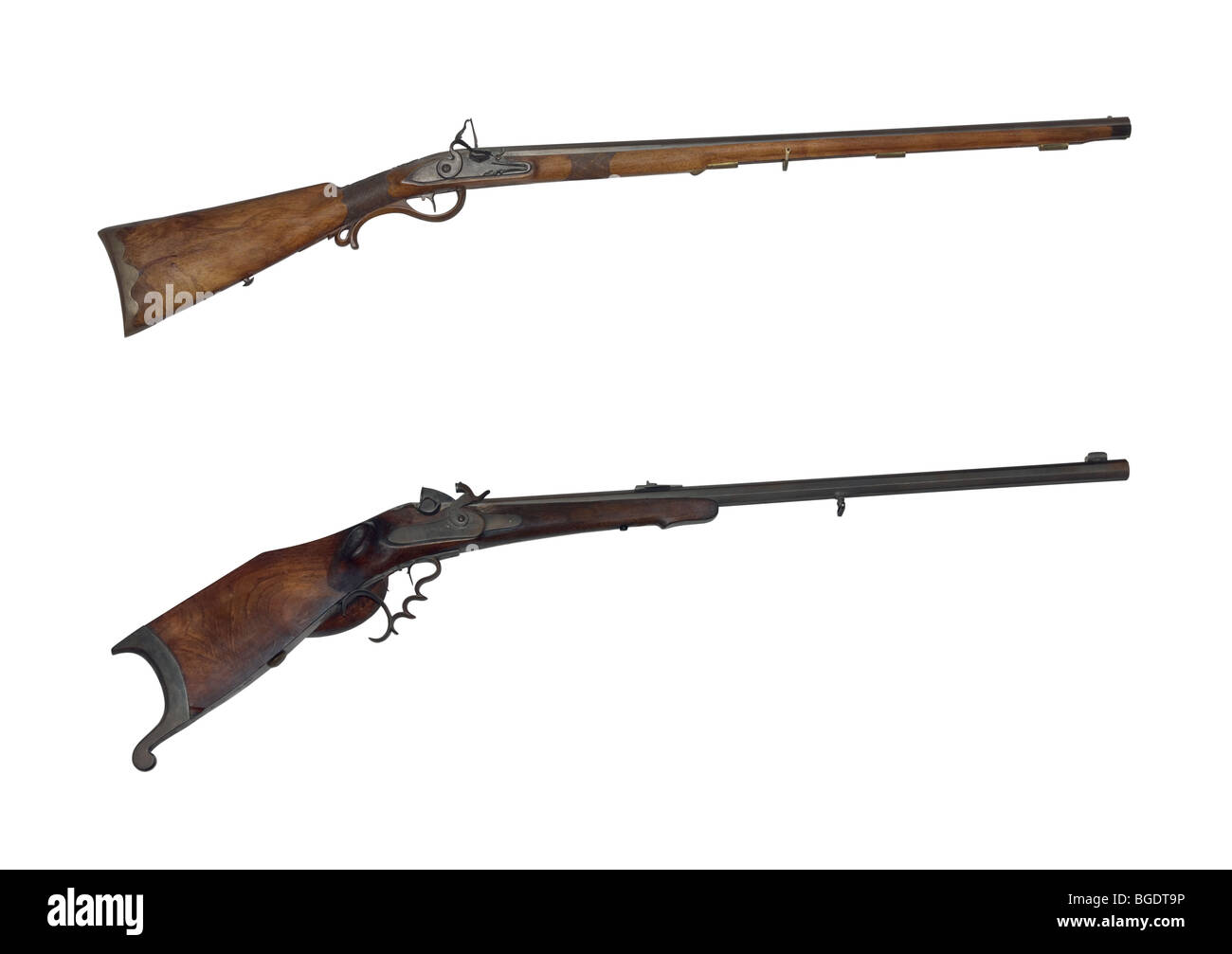 Hunting rifle of 19th century isolated on white background Stock Photo