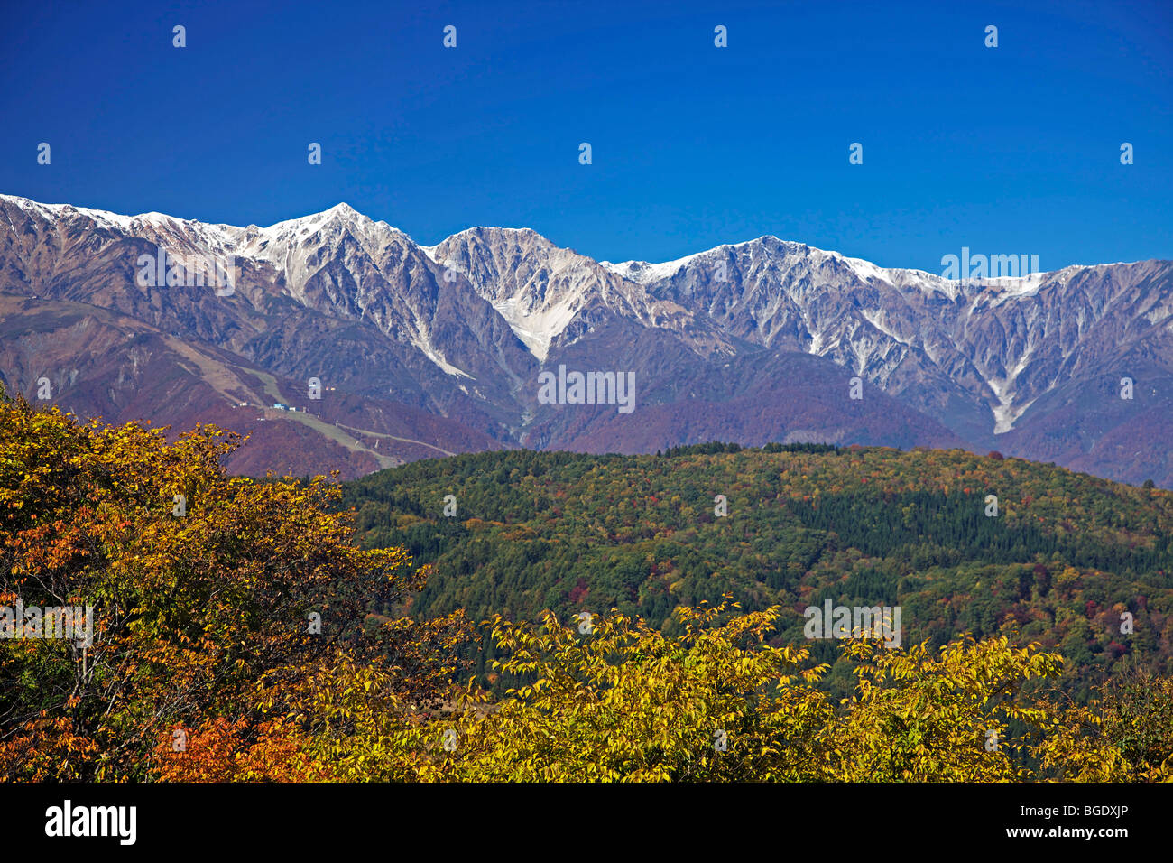 Hakuba mountain range in autumn, Nagano-ken, Japan Stock Photo