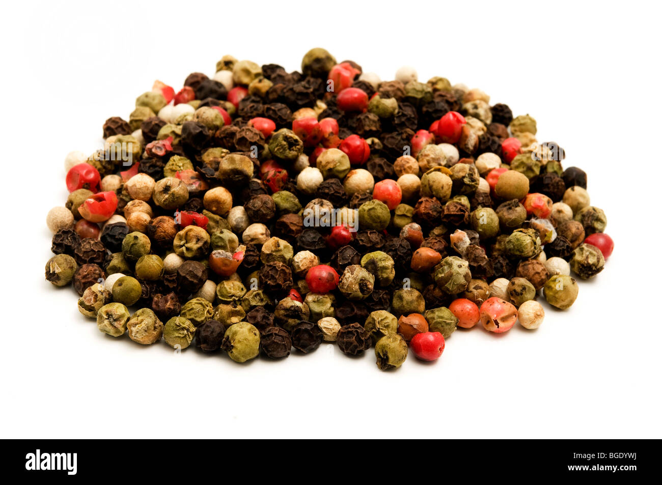 Mixed peppercorns on a white background Stock Photo
