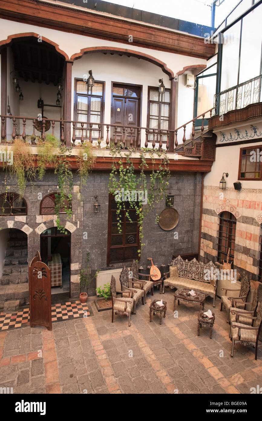 Syria, Damascus, Old, Town, Traditional Damascene House converted into luxury hotel Stock Photo