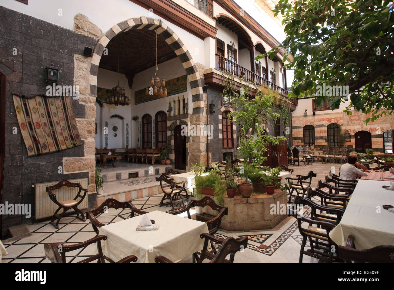 Syria, Damascus, Old, Town, Traditional Damascene House converted into luxury hotel Stock Photo