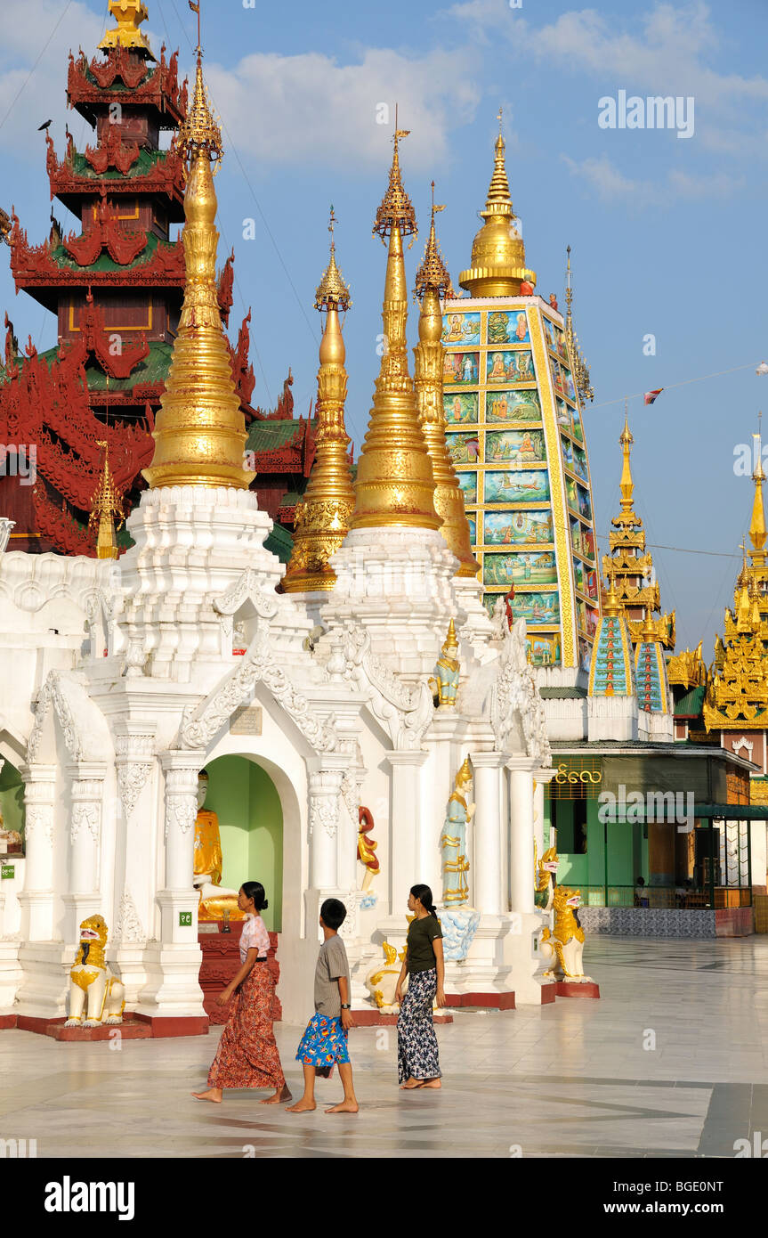 Stupas, Shwedagon Pagoda, Yangon, Burma, Myanmar Stock Photo