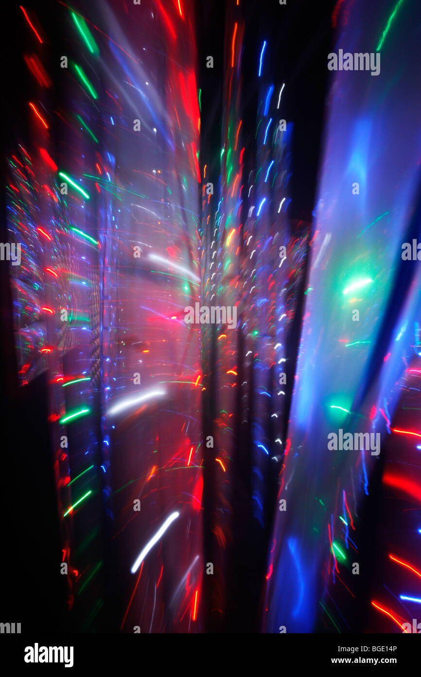 colorful string of lights labyrinth at a county fair in Germany, Europe