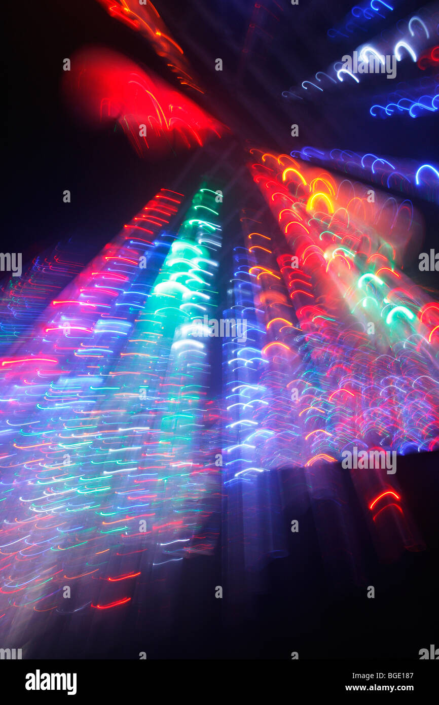 colorful string of lights labyrinth at a county fair in Germany, Europe Stock Photo