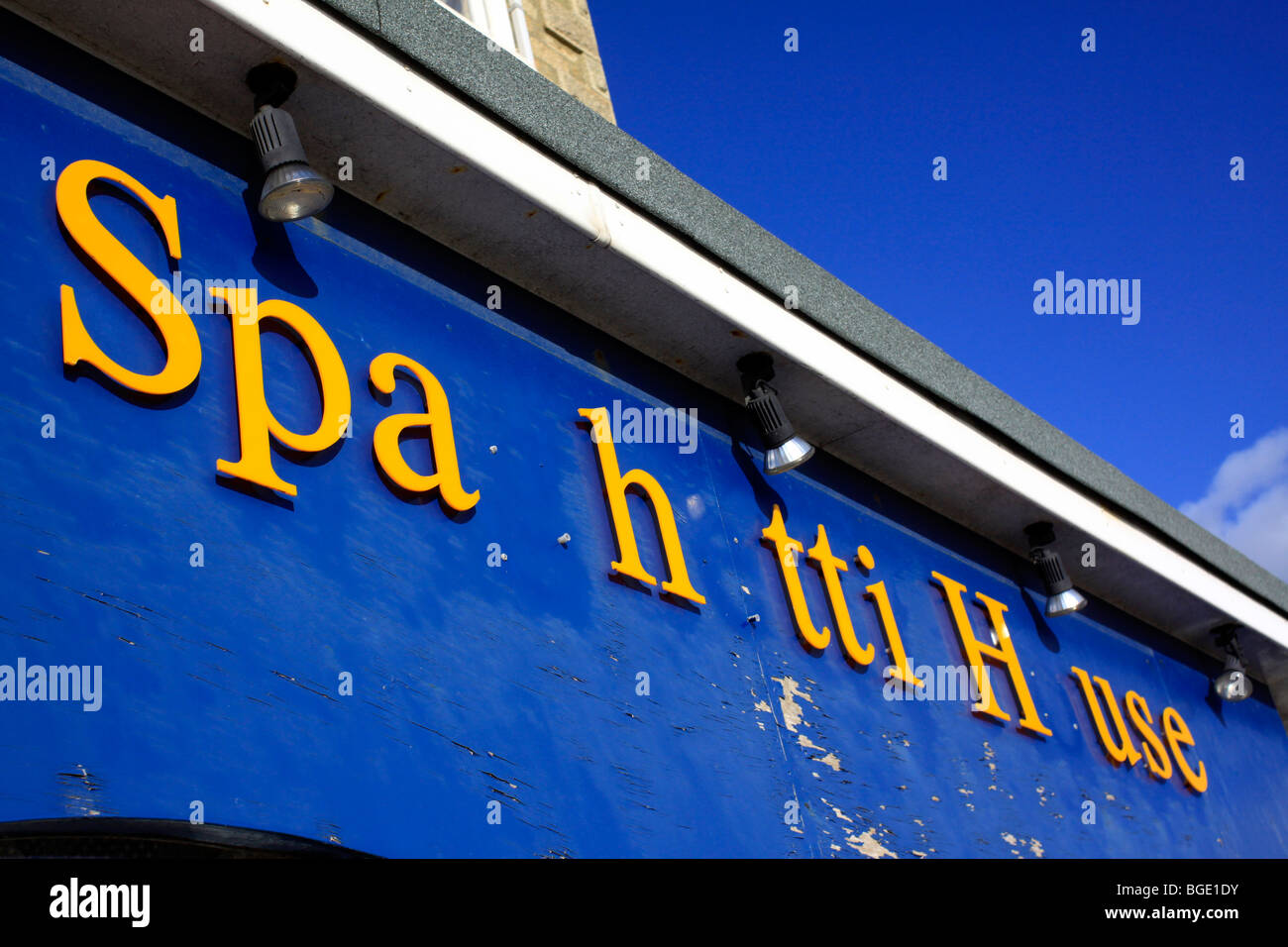 Spaghetti House sign Cornwall UK Stock Photo Alamy