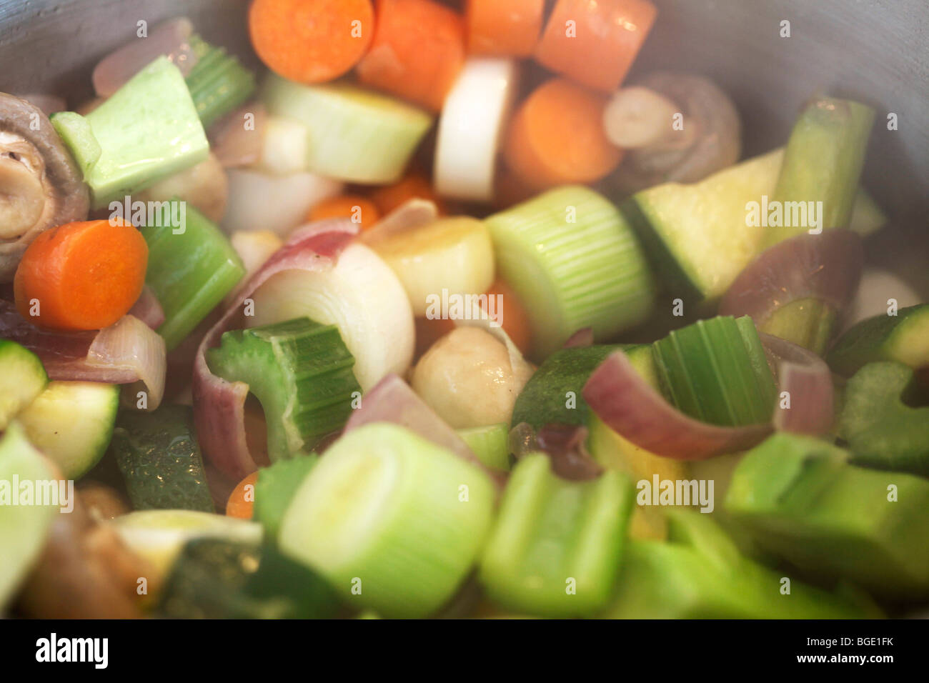 various types of vegetable in a boiler Stock Photo