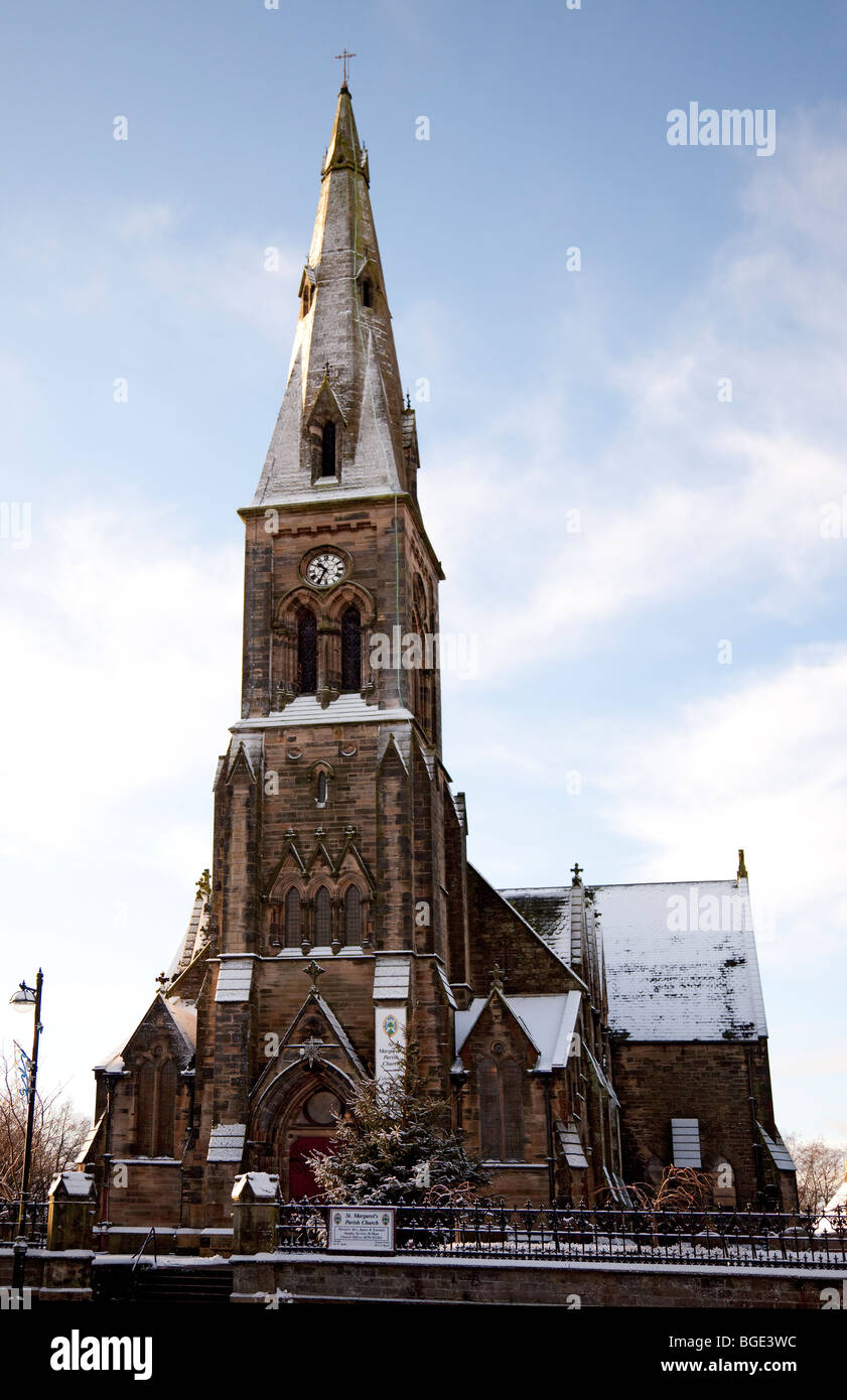 St Margaret's Church of Scotland in Dalry, North Ayrshire, in winter
