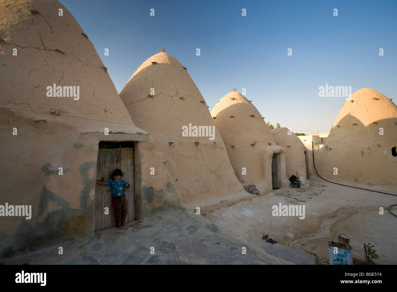 Syria, Hama surroundings, the Beehive Village of Sarouj, made of mud dwellings Stock Photo