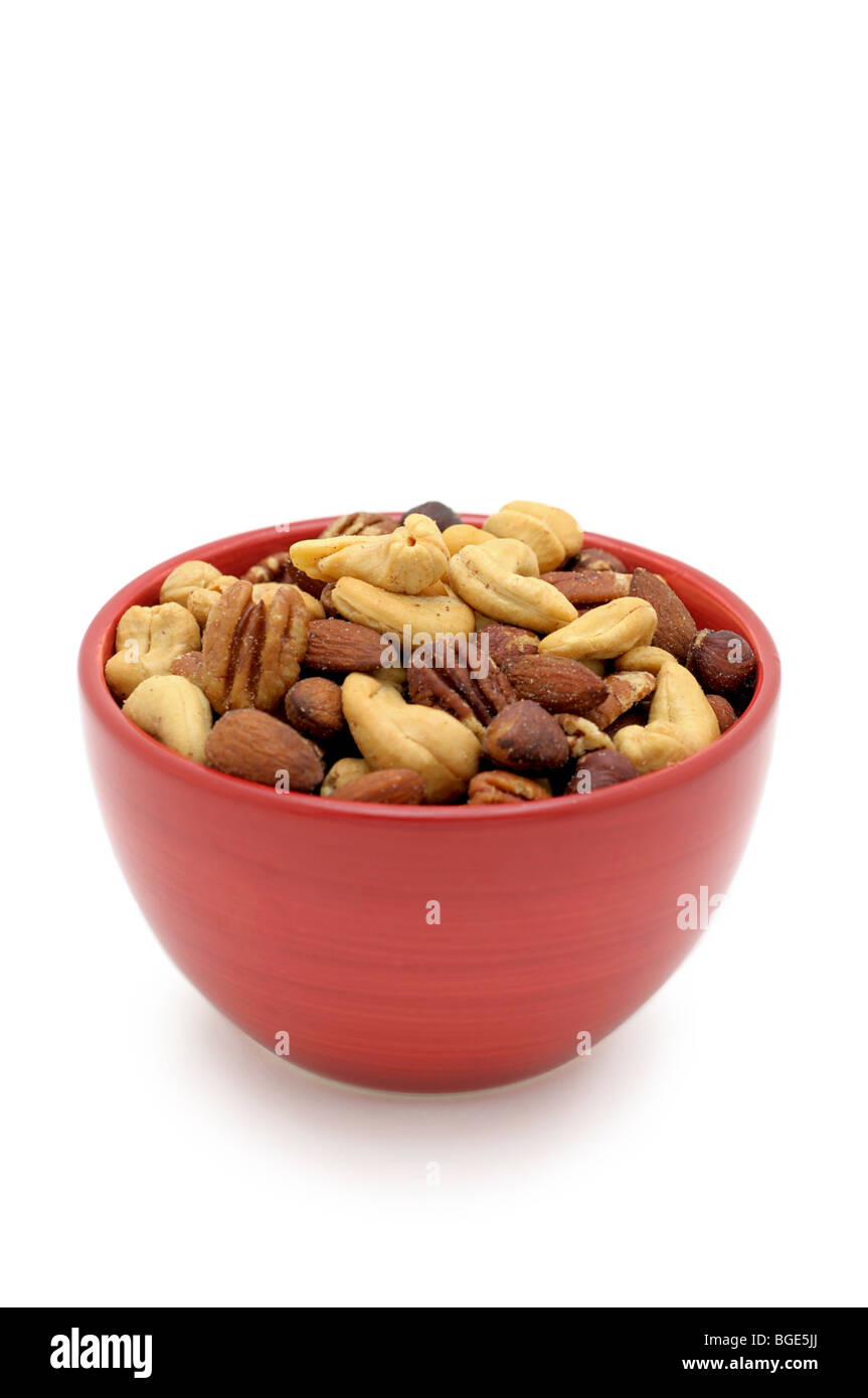 Bowl with mixed salted Nuts Stock Photo
