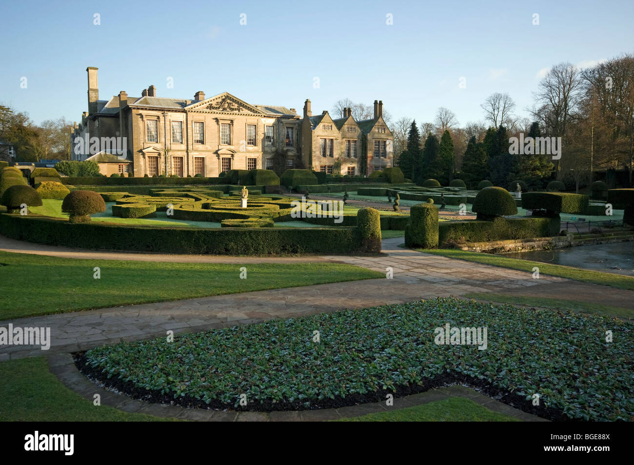 Historic Coombe Abbey and its formal gardens Stock Photo