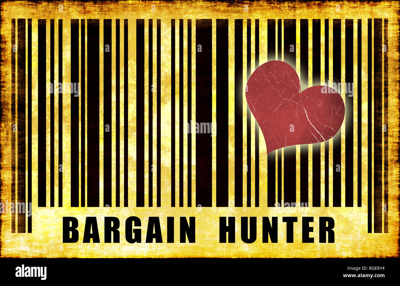 Bargain Hunter Budget Shopper on Grunge Abstract Stock Photo