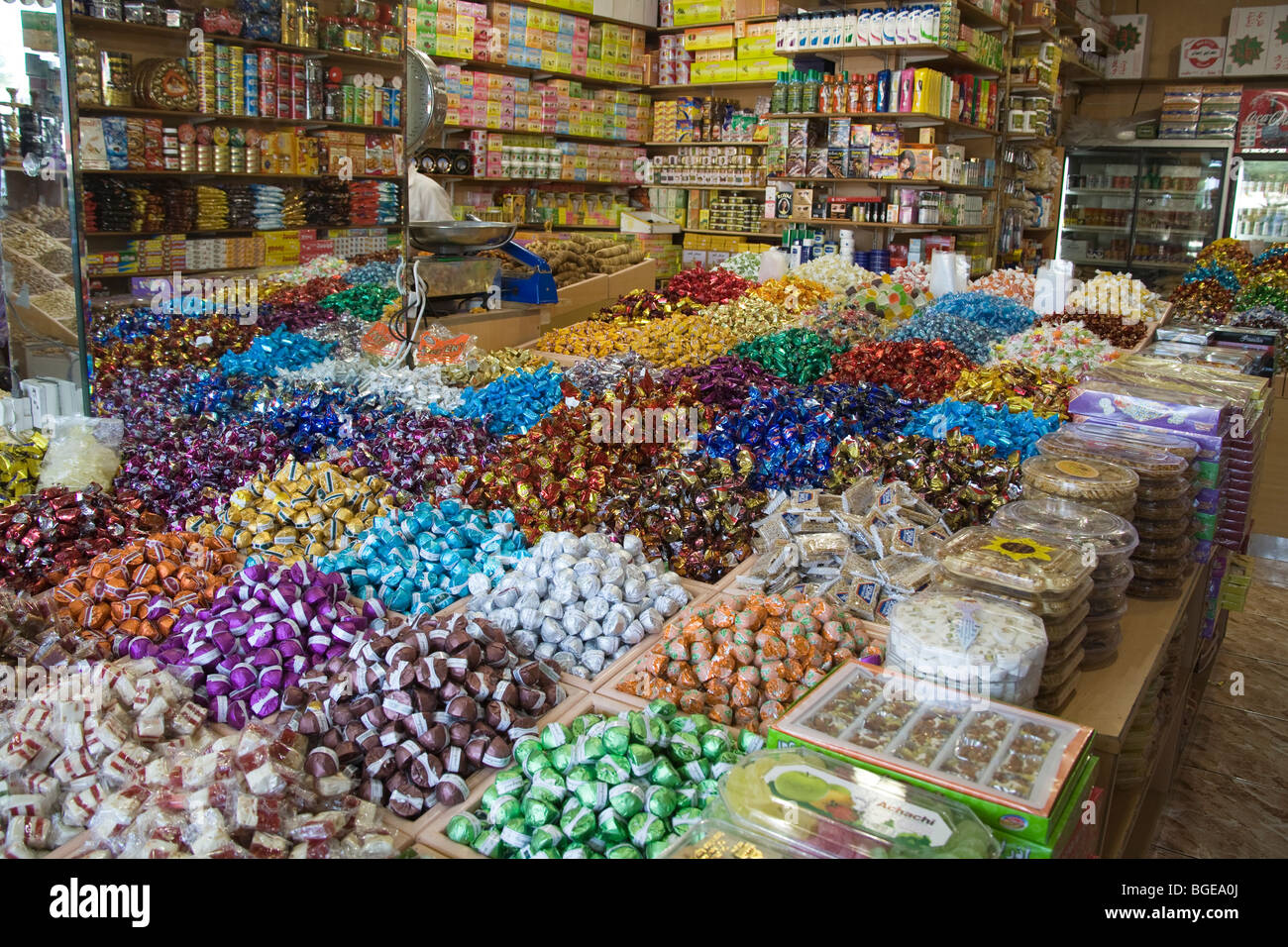 Dubai United Arab Emirates A shop with a huge range of sweets