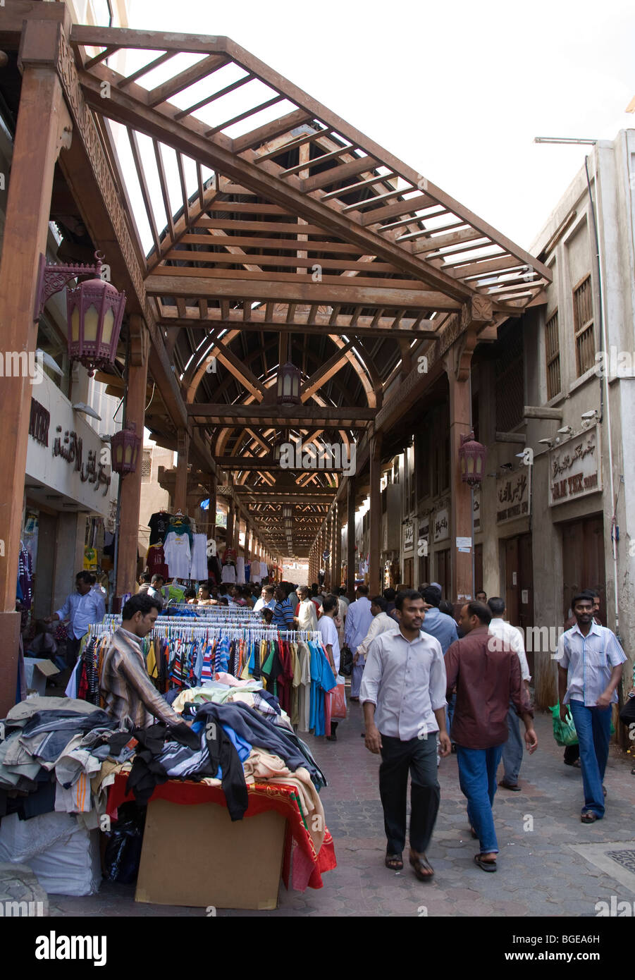Dubai United Arab Emirates The weekly market in the Old Souk busy with shoppers Stock Photo