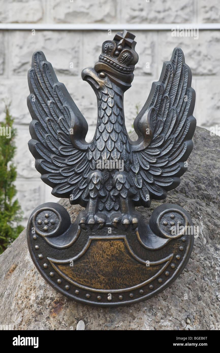 The Polish white eagle cast in iron. Stock Photo