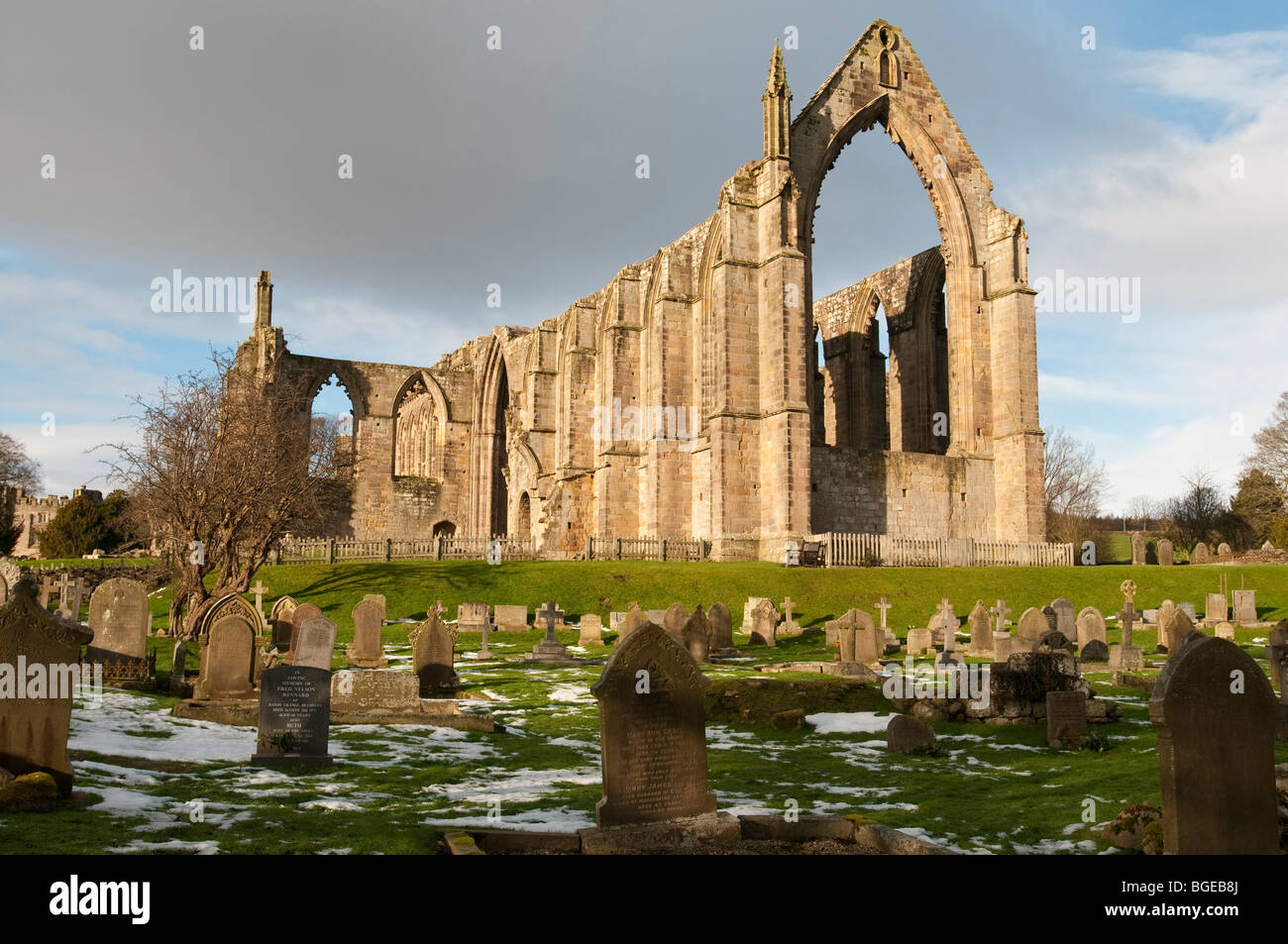The ruined priory at Bolton Abbey, Yorkshire, England Stock Photo
